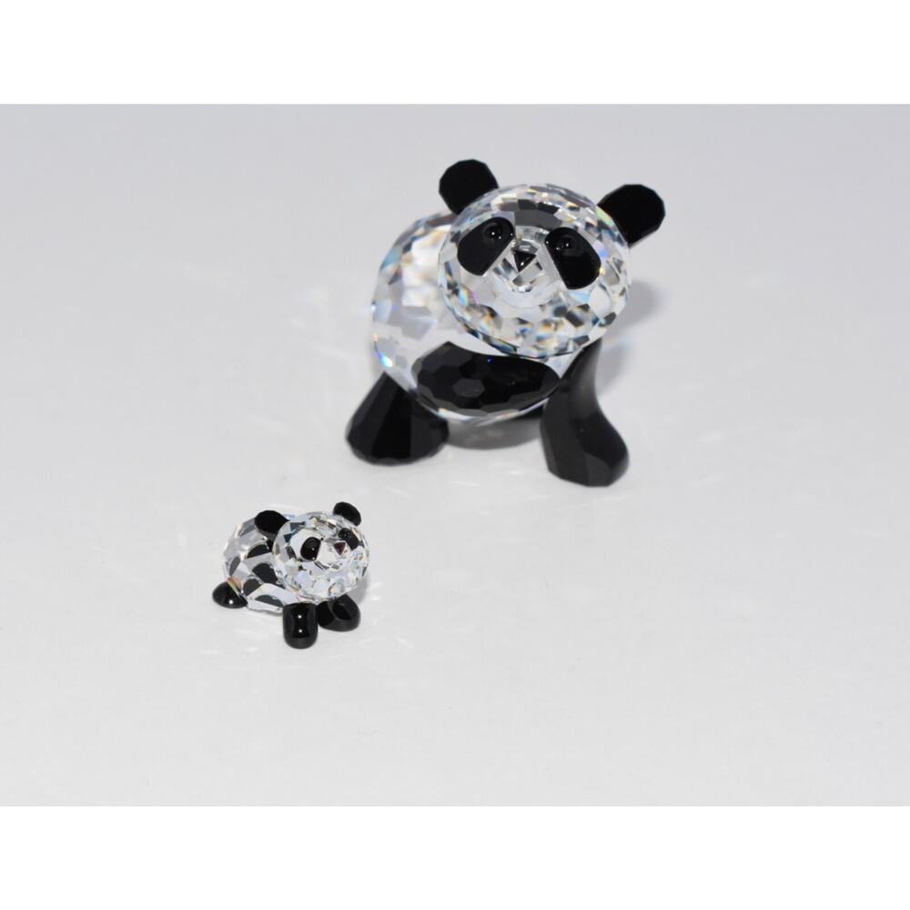 Swarovski Crystal Mother & Baby Panda Bear Set Retired